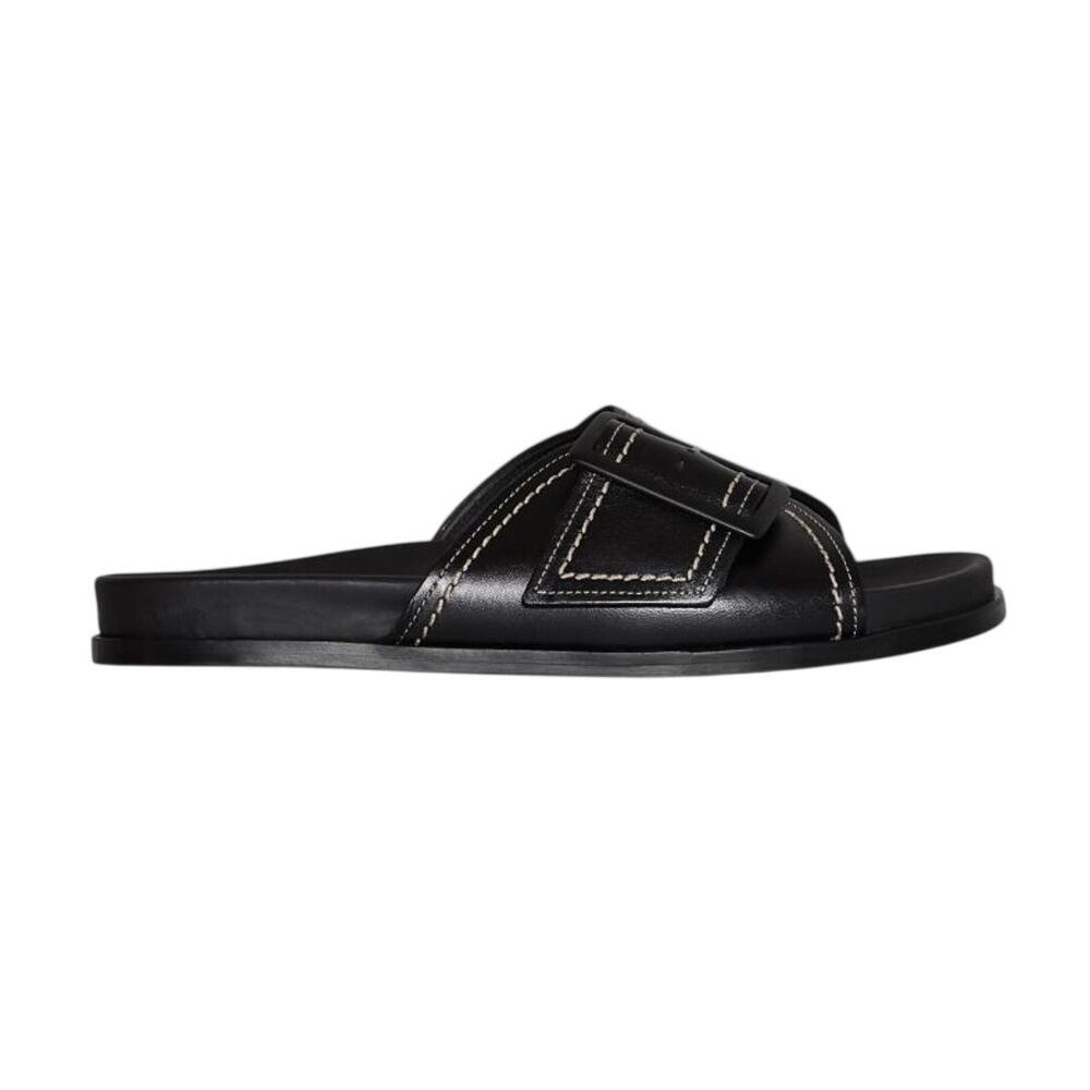 Cos Contrast Stitch Black White Buckle Detail Slides Size 40